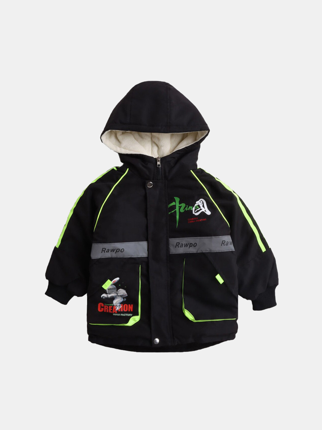 

Hopscotch Boys Green Printed Bomber Jacket