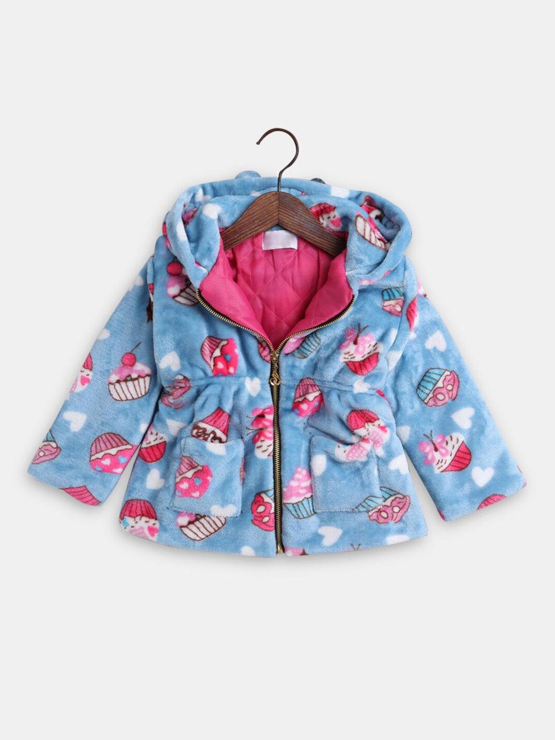 

Hopscotch Infant Girls Blue Printed Princess Coat