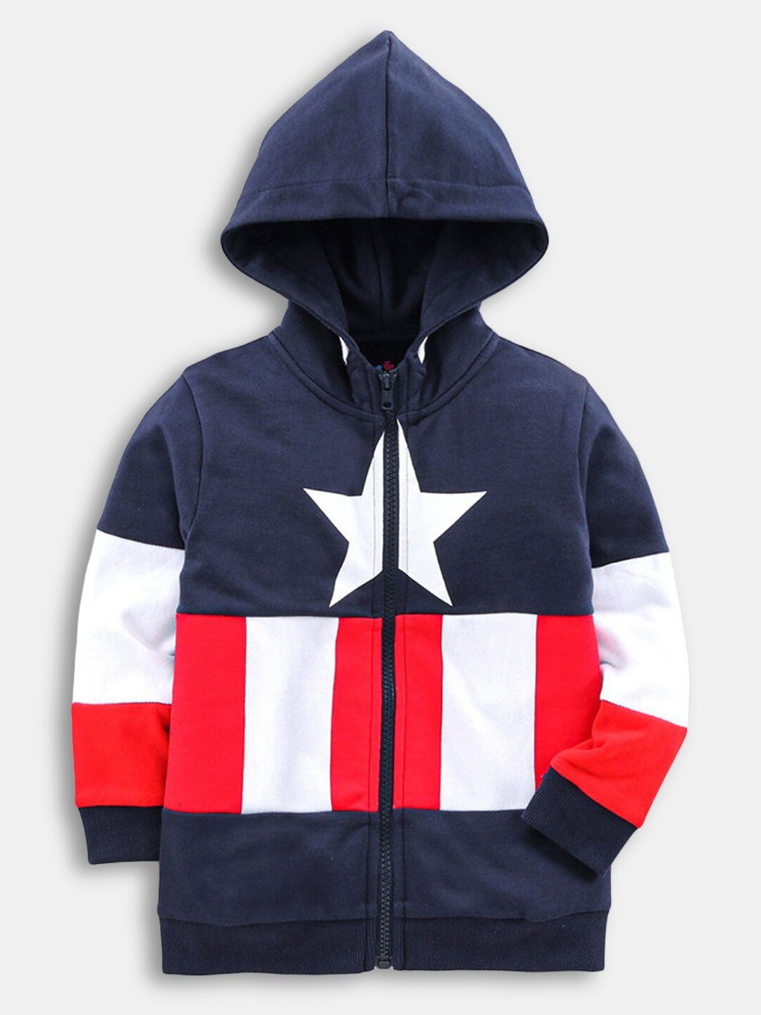

Hopscotch Boys Blue Striped Hooded Sweatshirt