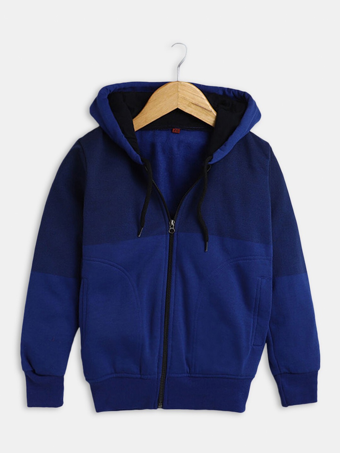 

Hopscotch Boys Blue Colourblocked Hooded Cotton Sweatshirt