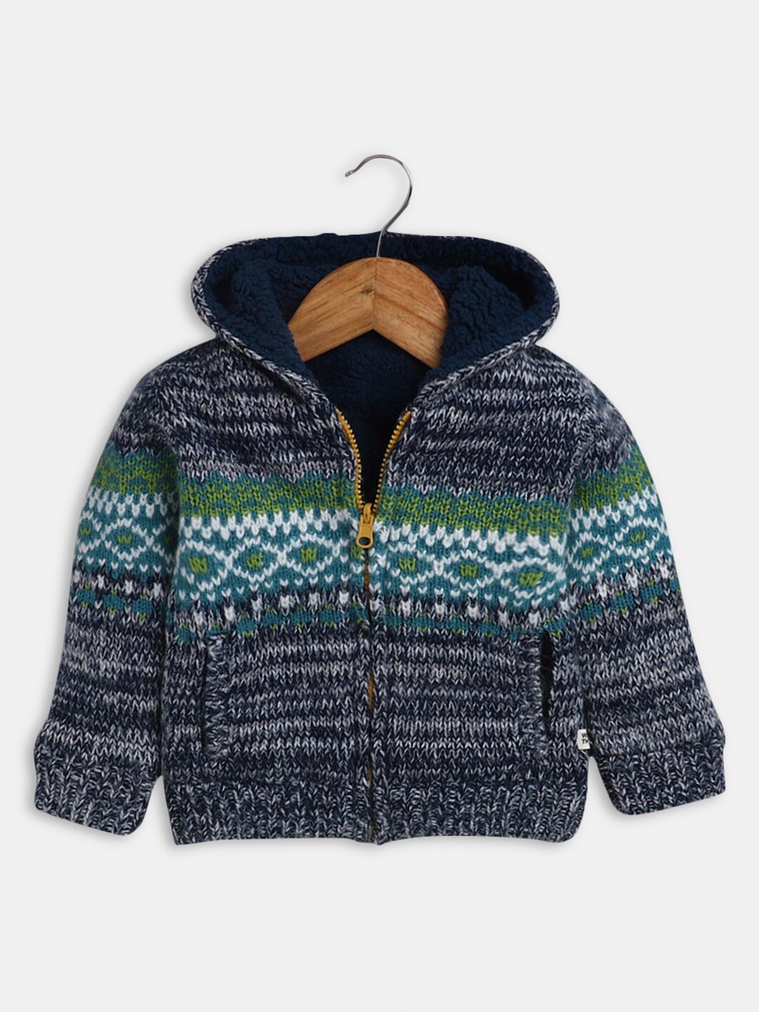 

Hopscotch Boys Wool Blue & Grey Printed Sweater