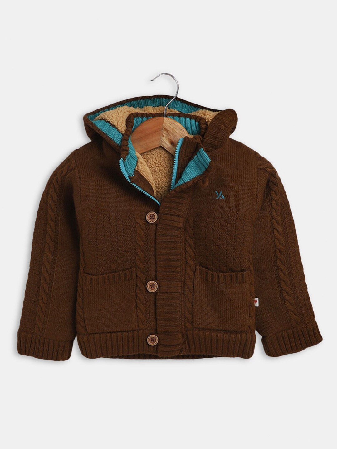

Hopscotch Boys Wool Brown Cable Knit Sweater