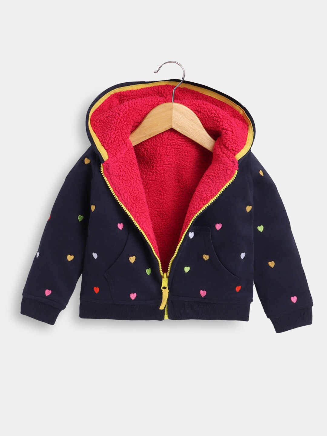 

Hopscotch Girls Blue Printed Hooded Sweatshirt