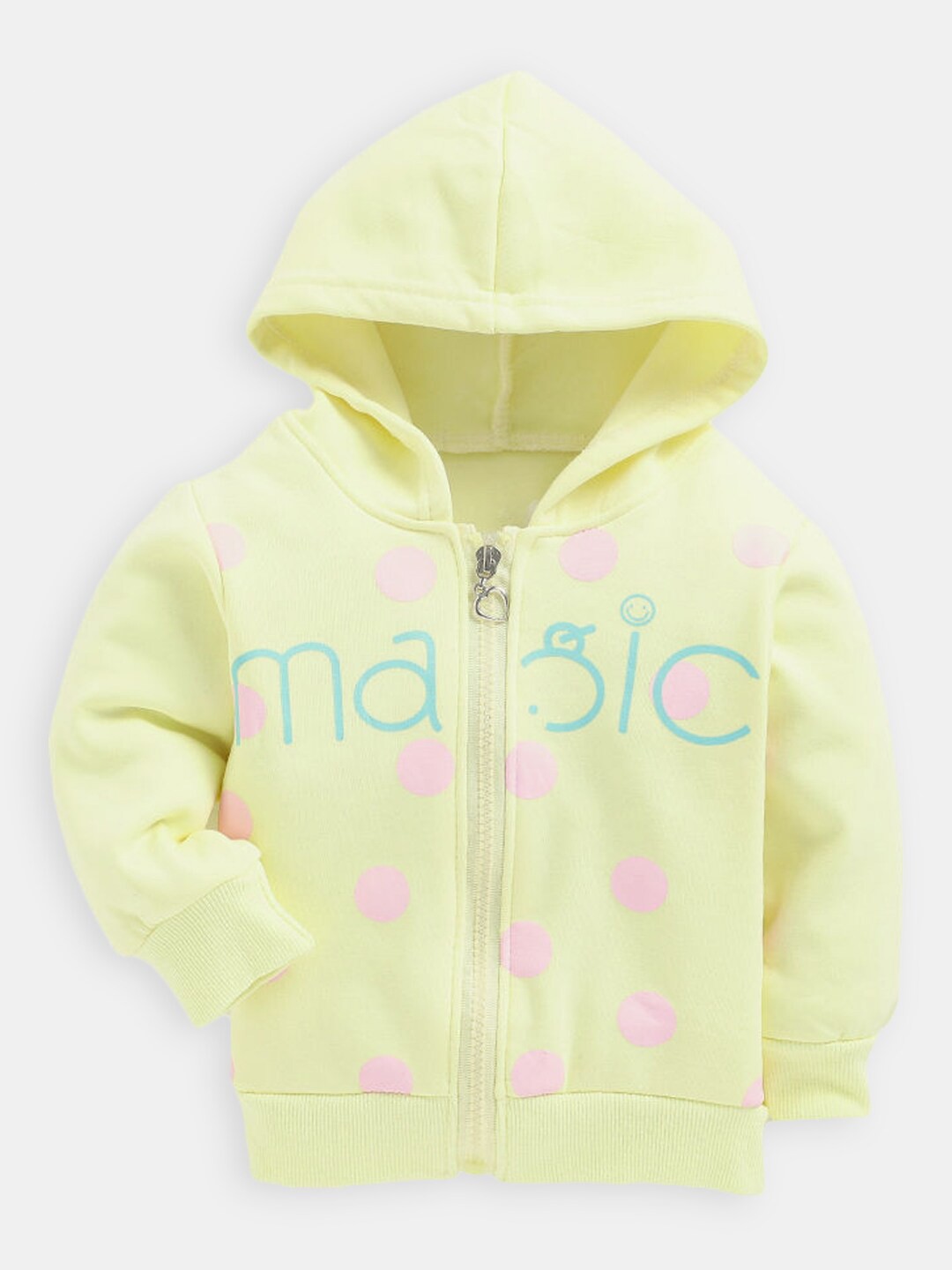 

Hopscotch Boys Yellow Printed Hooded Cotton Sweatshirt