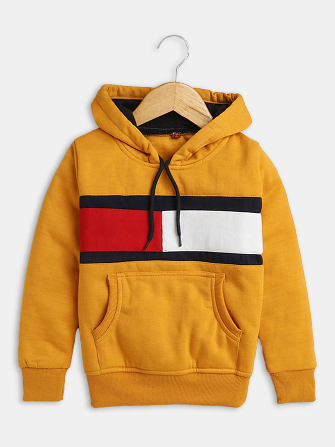 

Hopscotch Boys Yellow Striped Cotton Hooded Sweatshirt