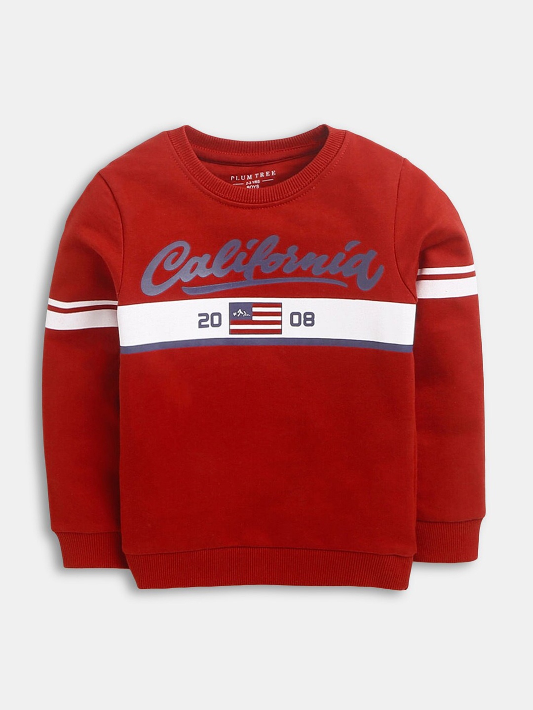 

Hopscotch Boys Red Printed Cotton Sweatshirt