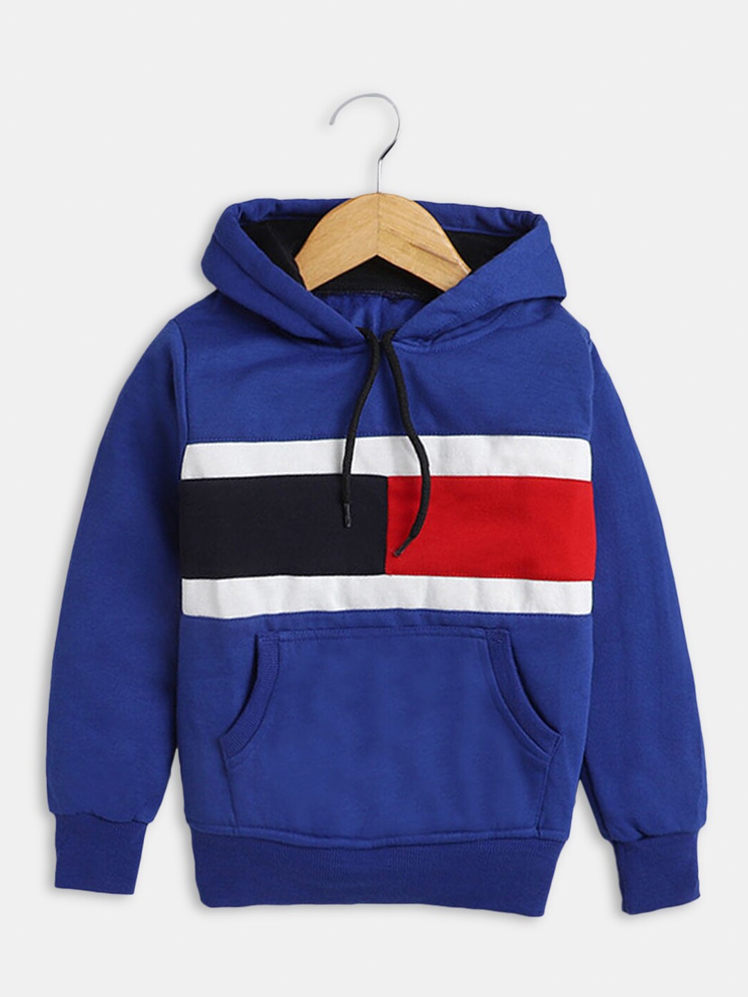 

Hopscotch Boys Blue Cotton Hooded Sweatshirt