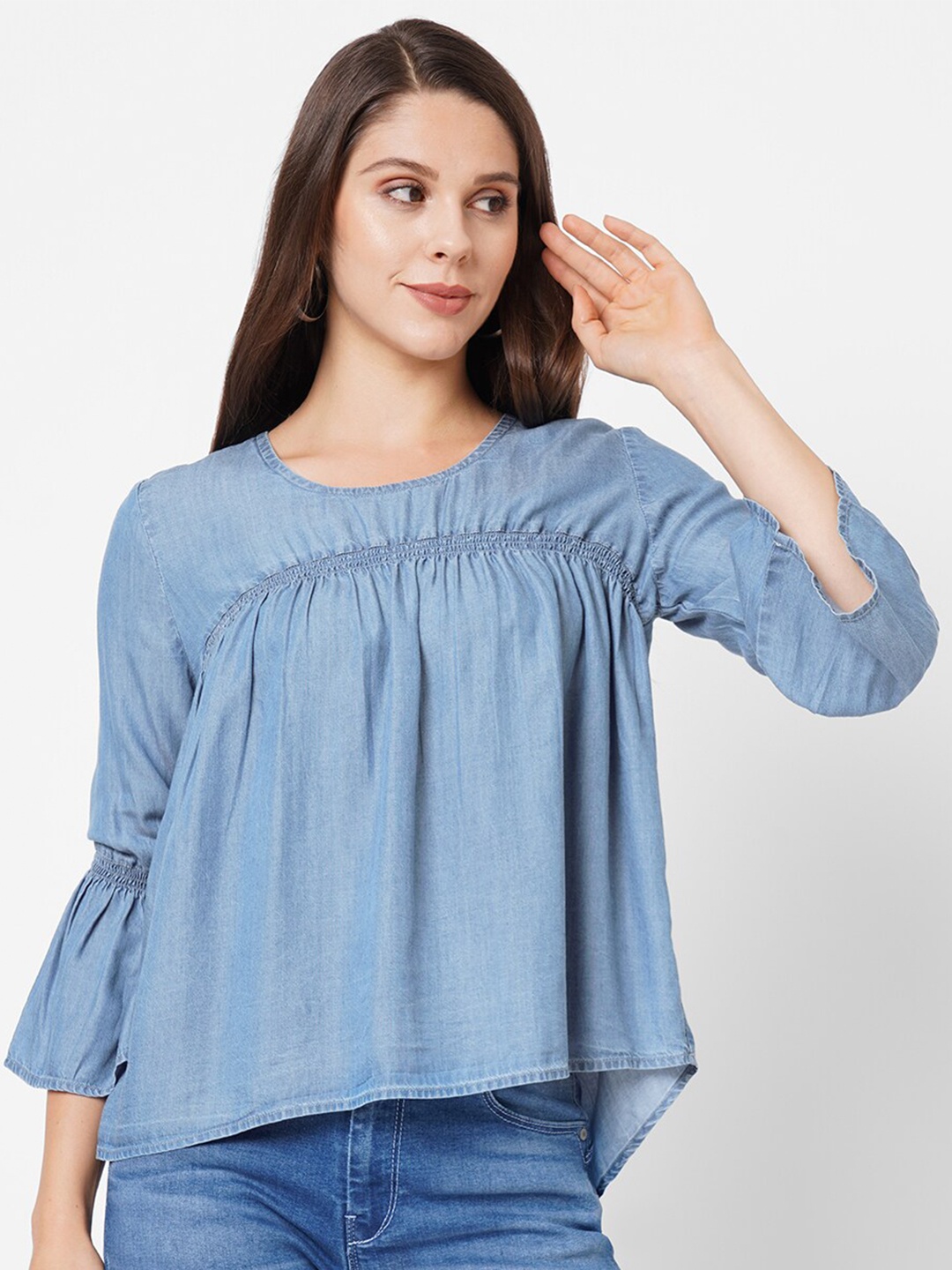 

Pepe Jeans Woman Denim Gather Top, Blue