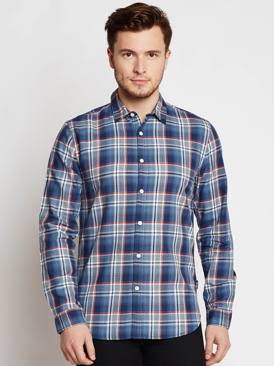 

Jack & Jones Men Blue Slim Fit Checked Casual Shirt