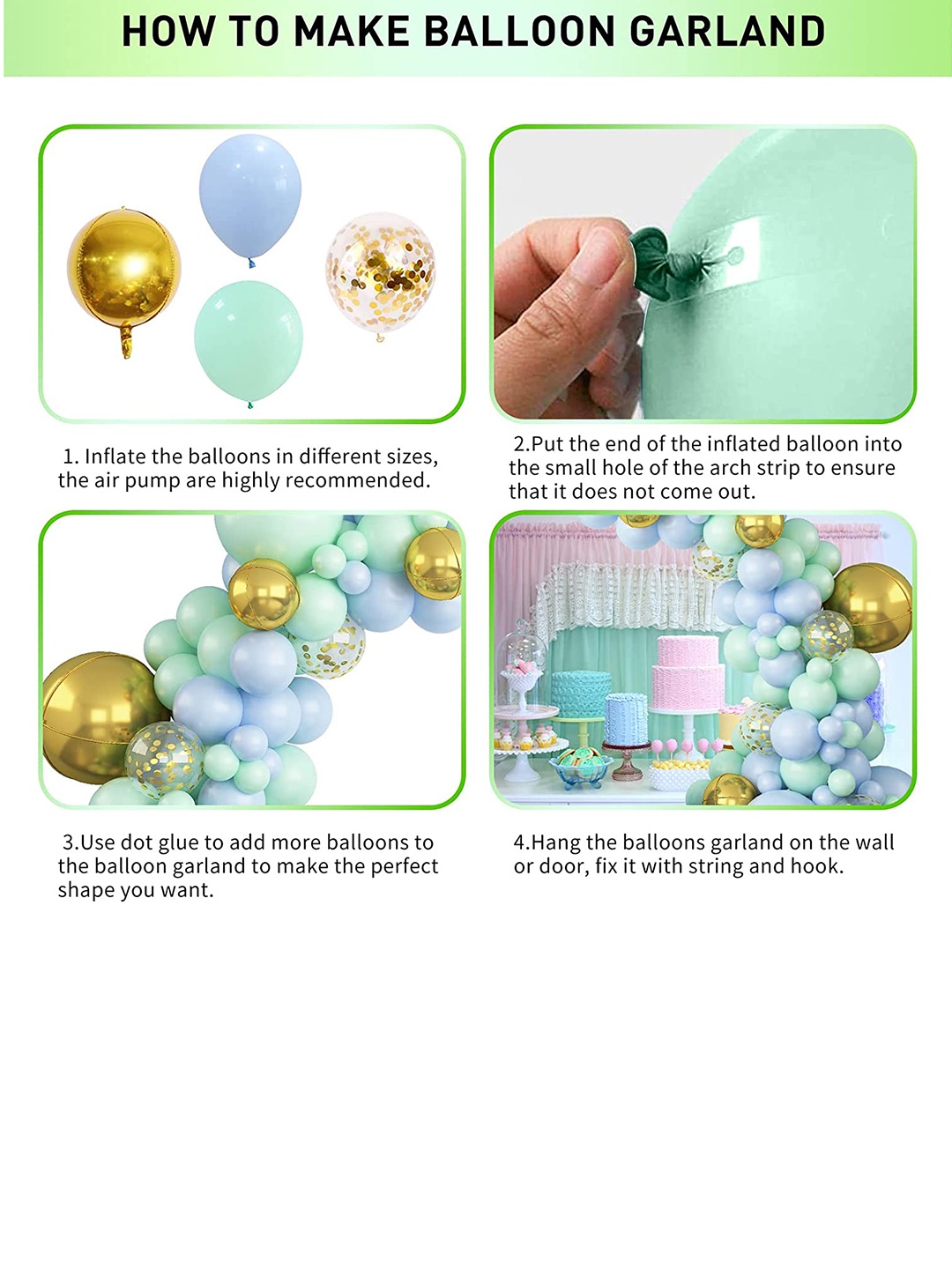 

CHOCOZONE Pack Of 91 Multi-Size Birthday Decoration Balloon, Green