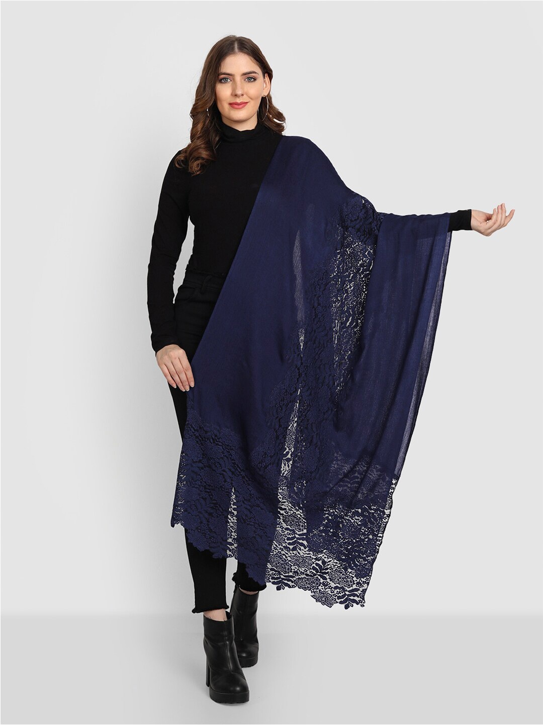 

Zamour Women Blue Woven Design Stole