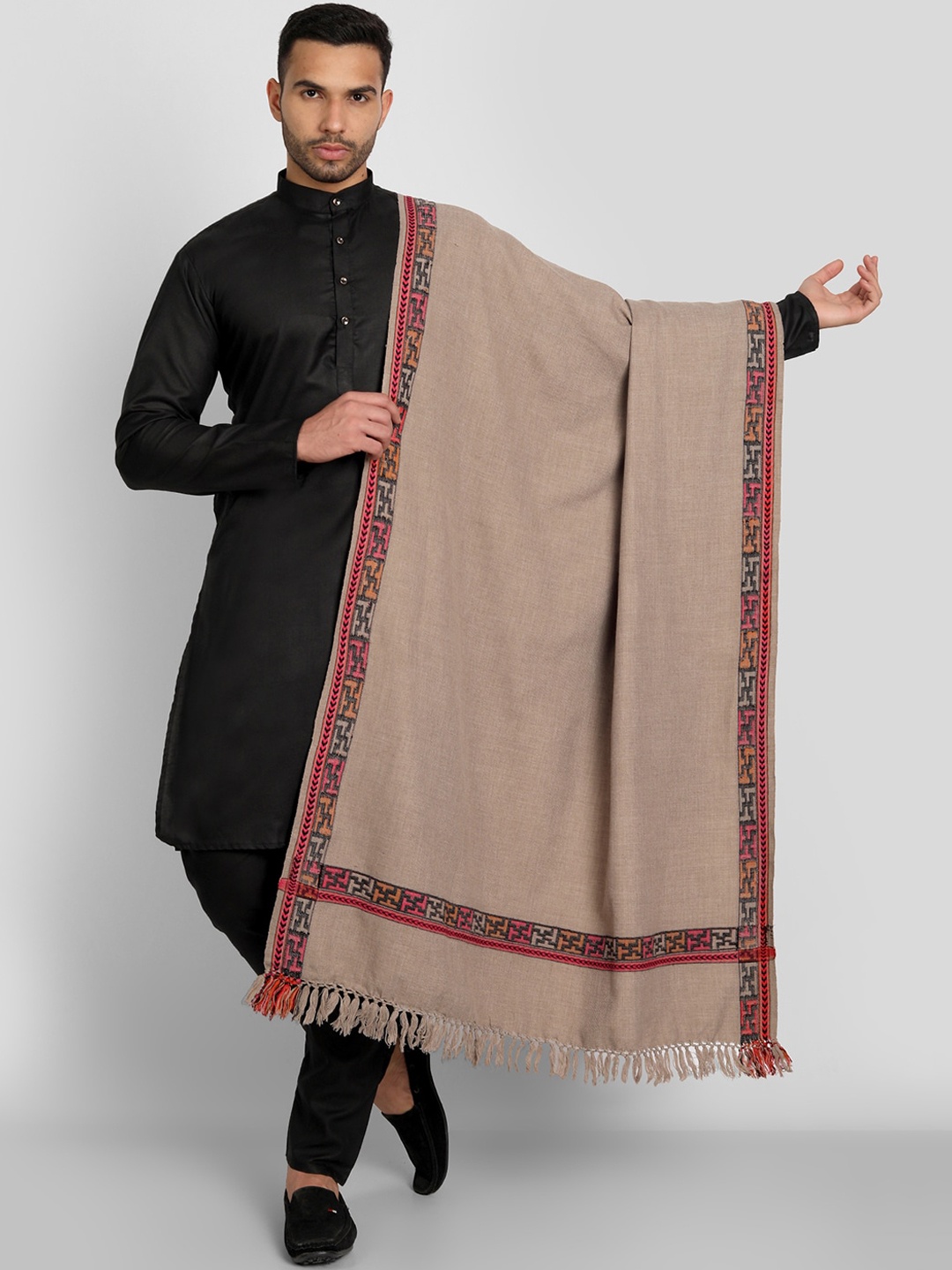 

Zamour Men Brown Woven-Design Woolen Shawl