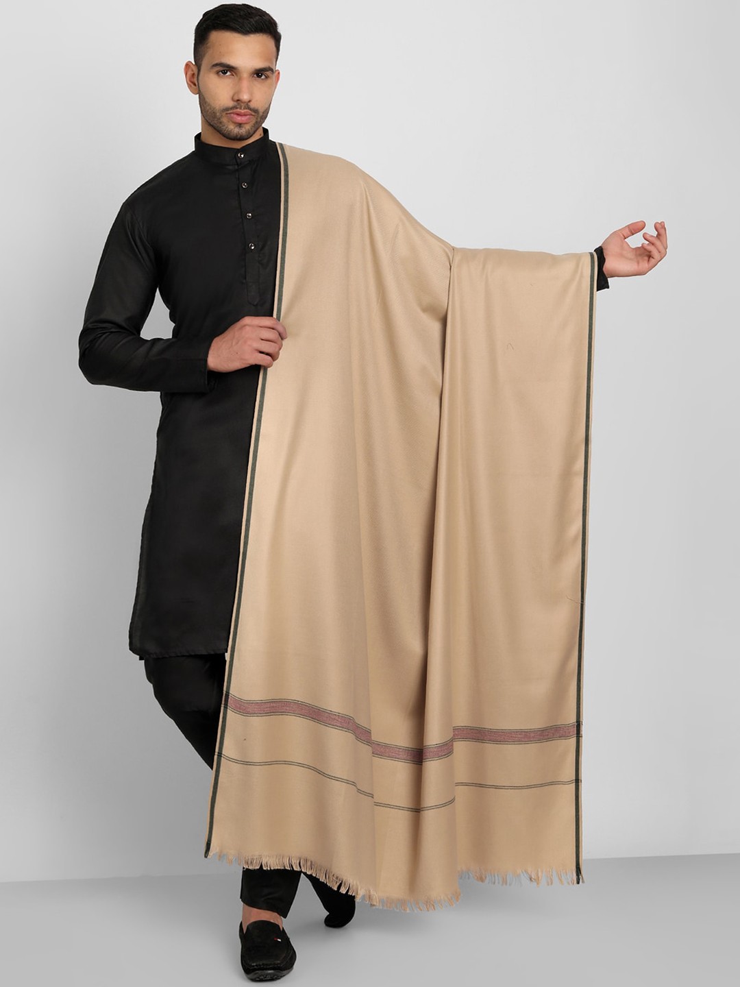 

Zamour Men Brown Woven-Design Shawl
