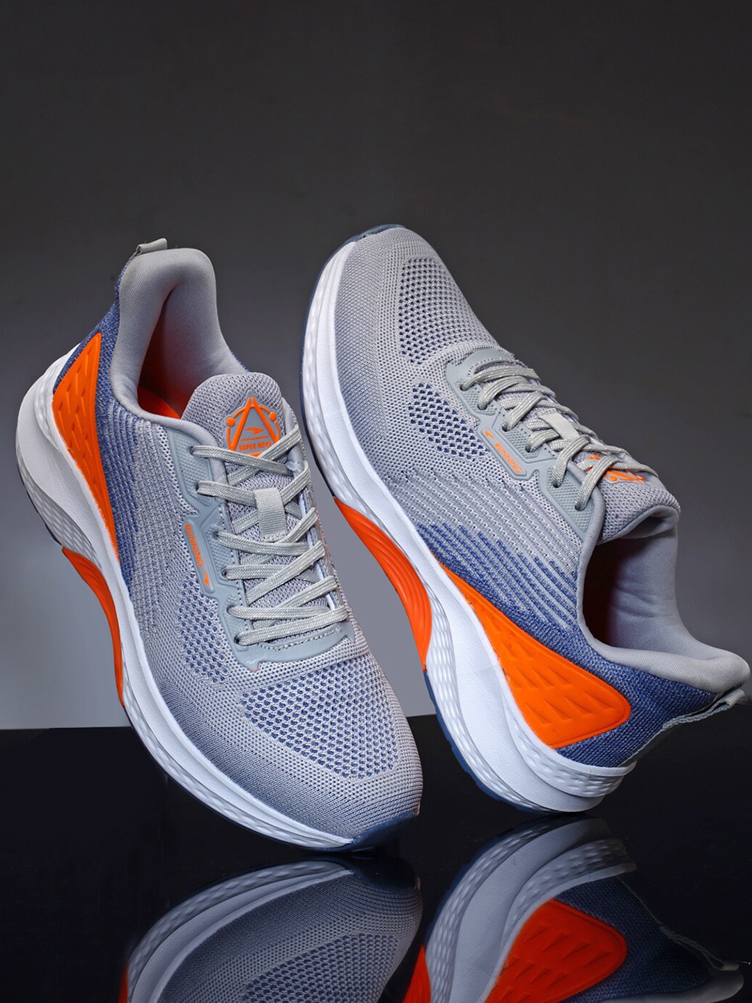 

ASIAN Men Grey Mesh Running Non-Marking Lace-Up Shoes