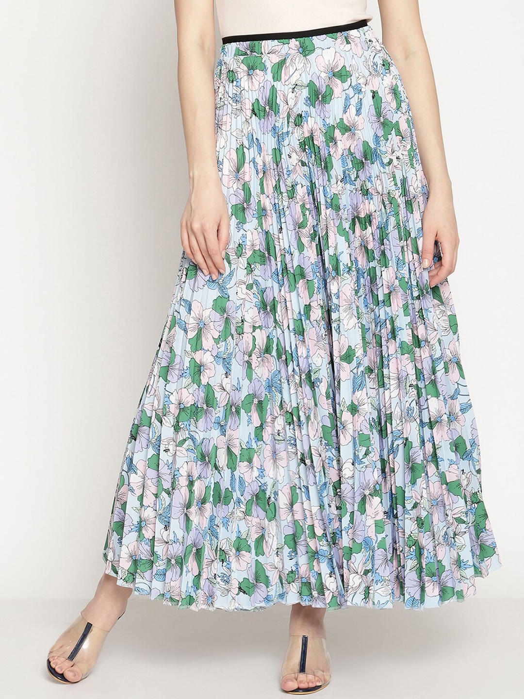 

COASTLAND Women Blue & Green Printed Flared Maxi Skirts