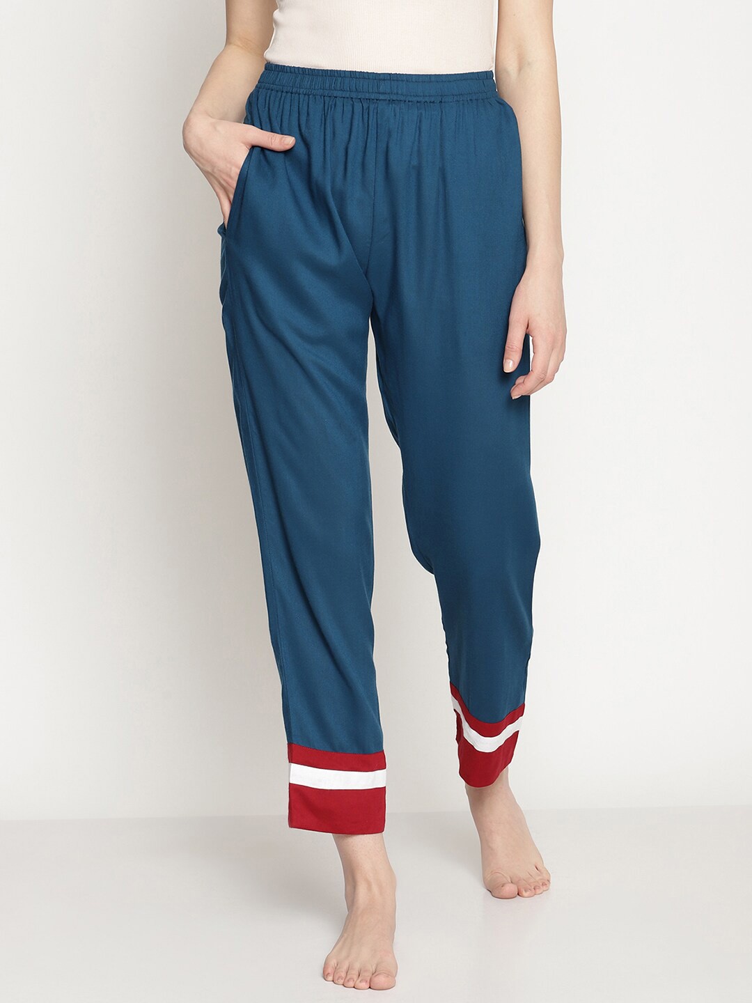 

COASTLAND Women Blue & White Straight Lounge Pant