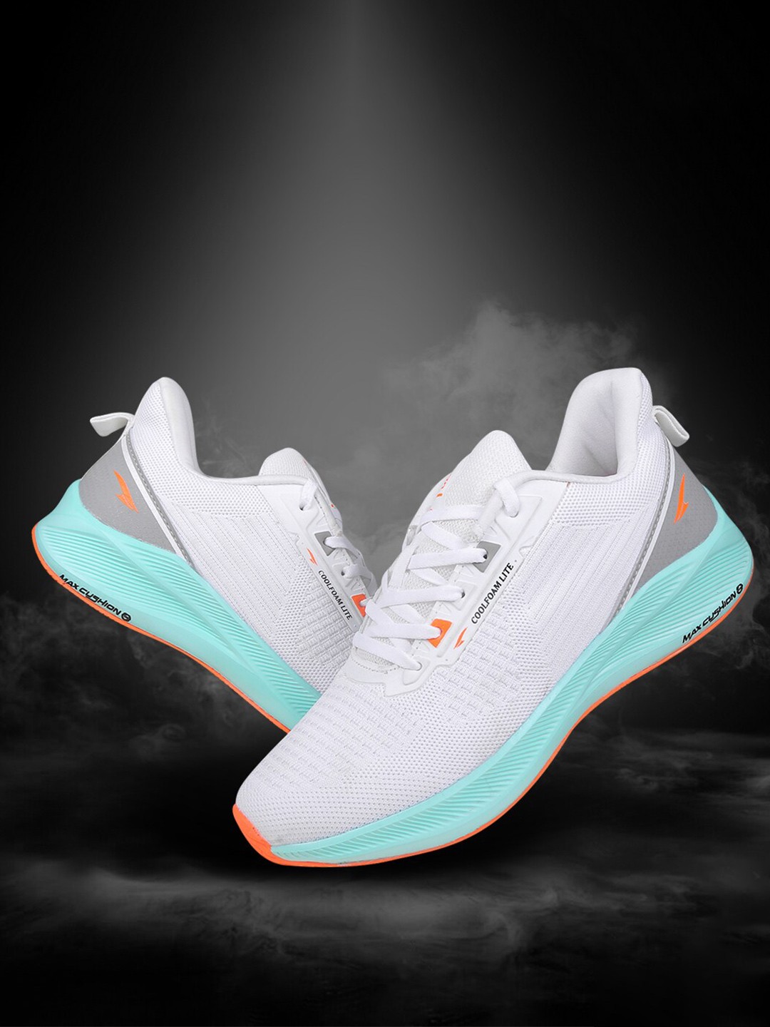 

ASIAN Men White & Sea Green Mesh Running Non-Marking Lace-Up Shoes