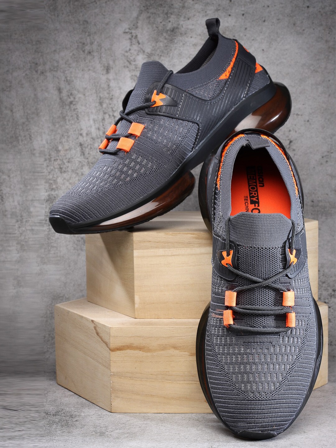 

ASIAN Men Grey Mesh Running Non-Marking Lace-Up Shoes