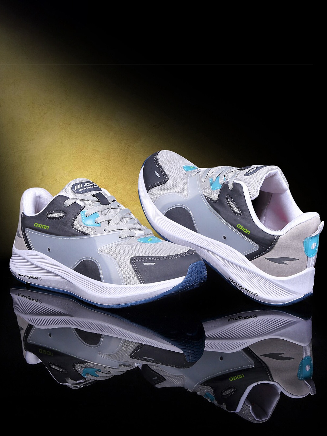 

ASIAN Men Grey Mesh Running Non-Marking Lace-Up Shoes