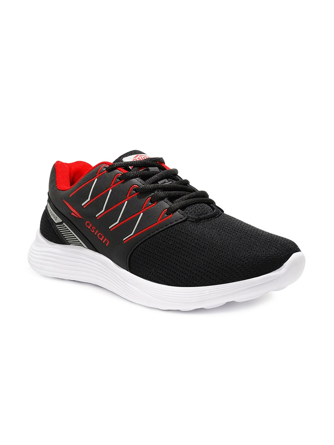 

ASIAN Men Black Mesh Running Non-Marking Lace-Up Shoes