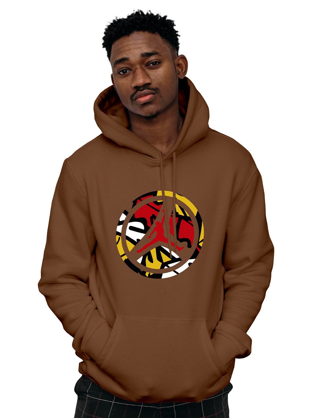 

KYDA KIDS Boys Coffee Brown Printed Cotton Hooded Sweatshirt