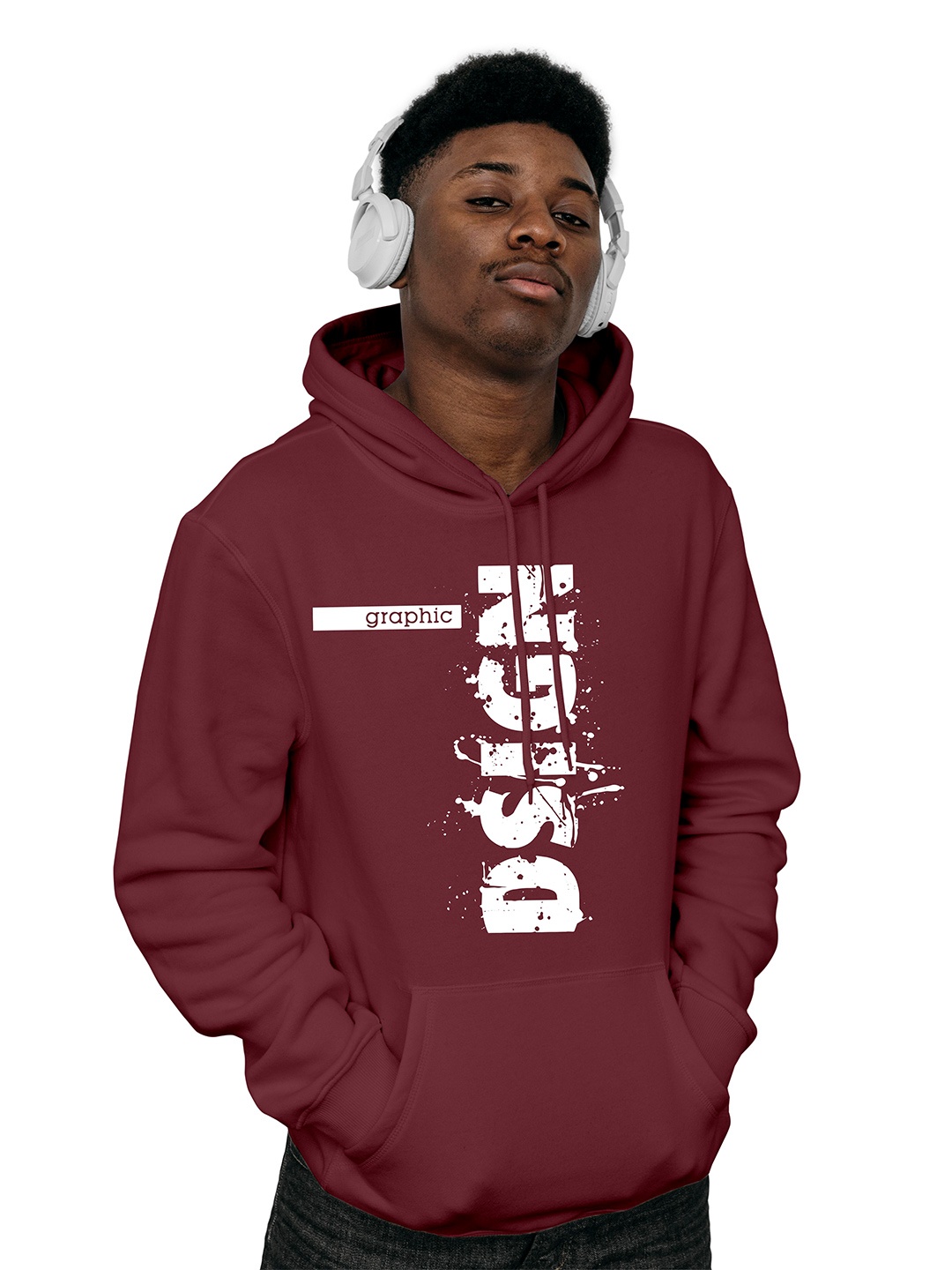 

KYDA KIDS Boys Maroon Printed Cotton Hooded Sweatshirt