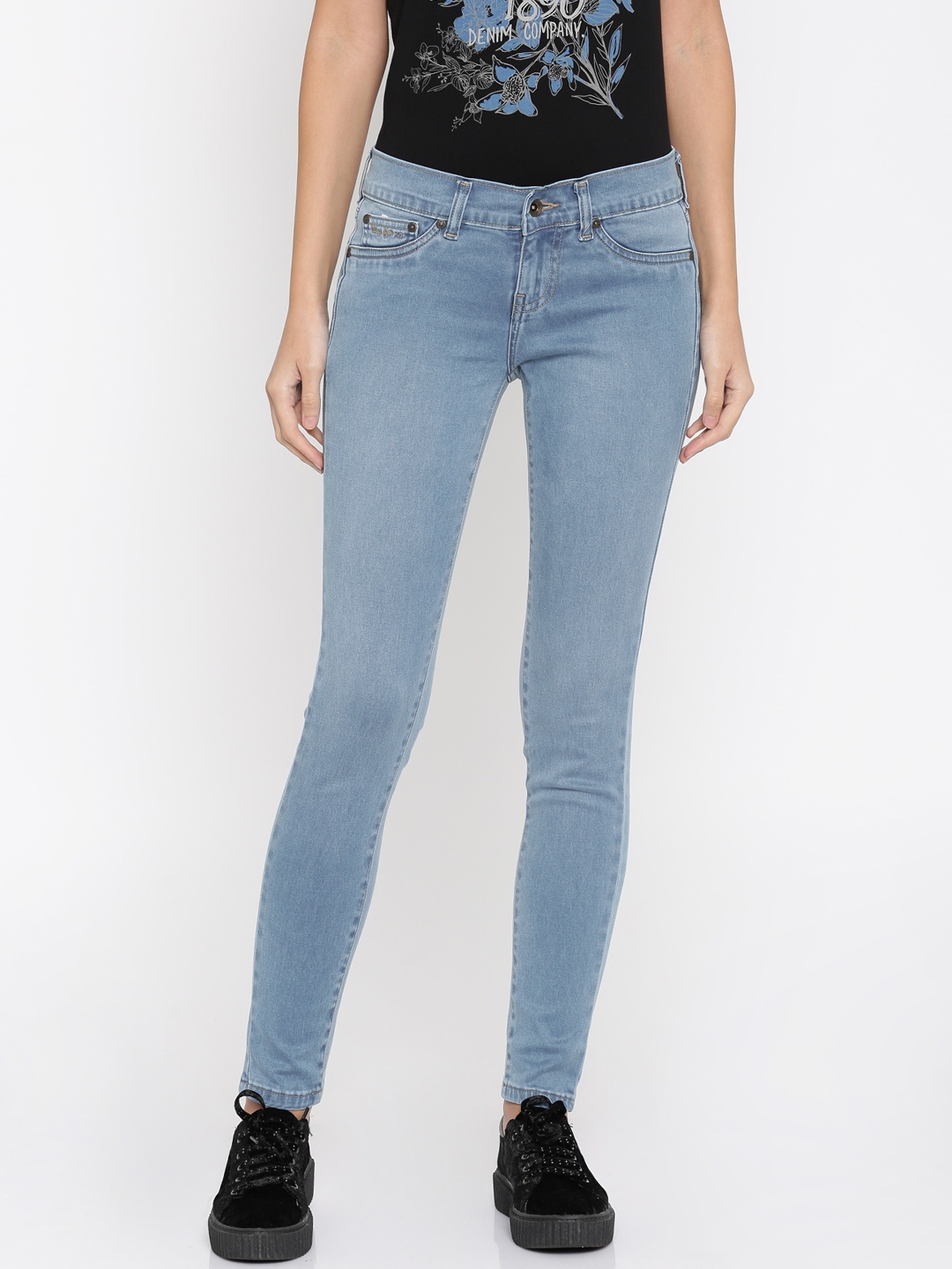 

Pepe Jeans Women Blue Jeggings Skinny Fit Low-Rise Clean Look Stretchable Jeans