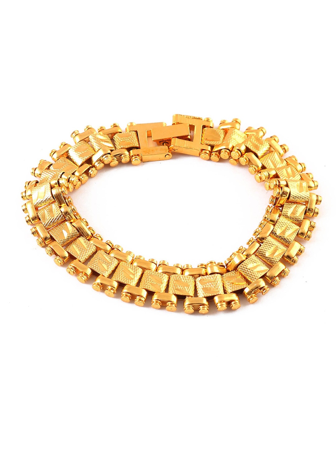 

Jewar Mandi Unisex Gold-Toned Brass Handcrafted Gold-Plated Link Bracelet