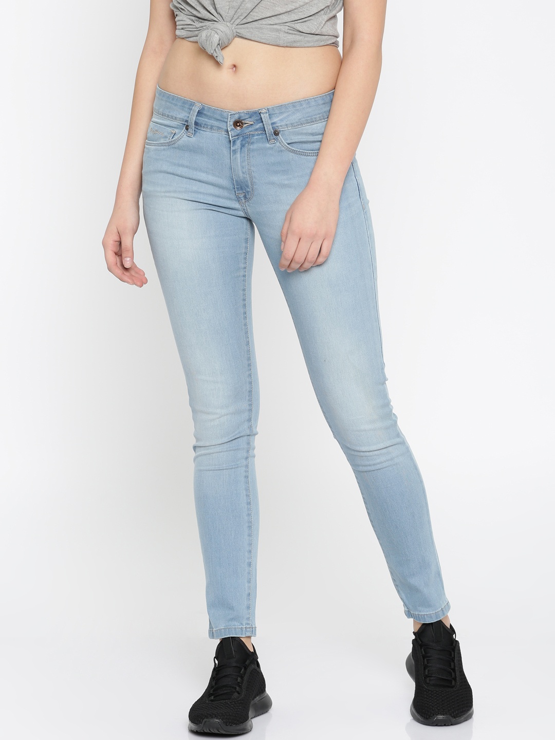 

Pepe Jeans Women Blue Skinny Fit Mid-Rise Clean Look Stretchable Jeans