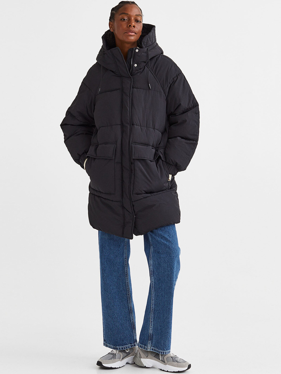 

H&M Women Black Puffer Coat
