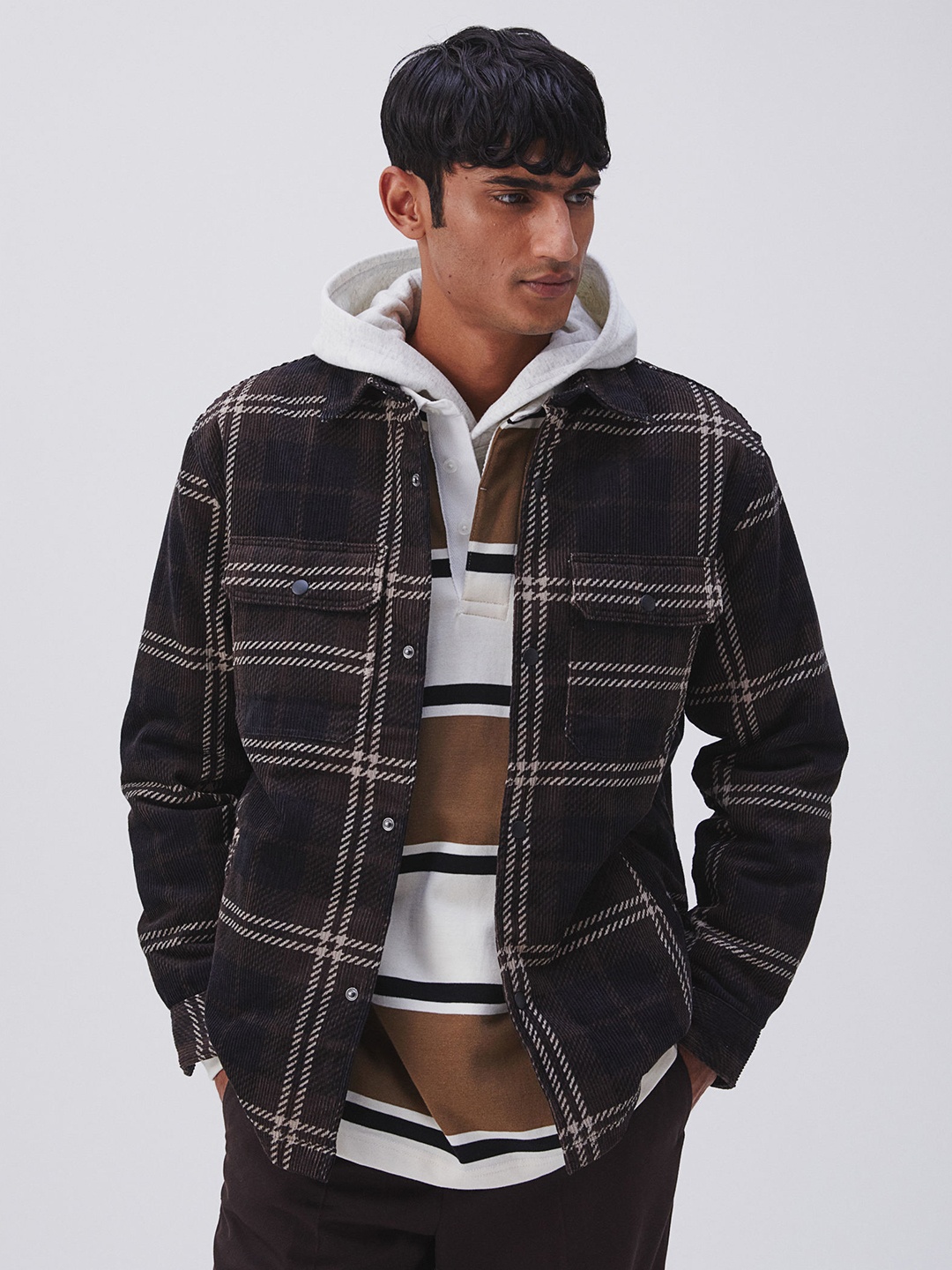 

H&M Men Brown Relaxed Fit Padded shacket