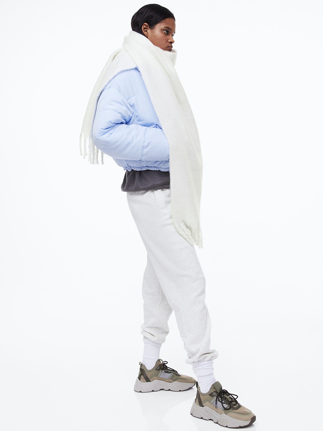 

H&M Women White Fringed Scarf