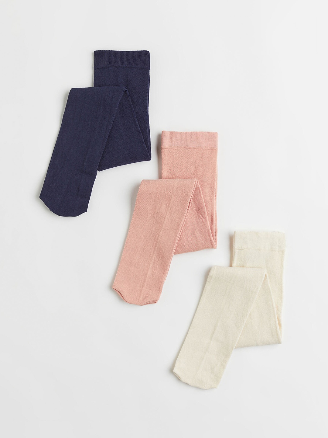

H&M Girls 3-Pack Fine-Knit Tights, Beige