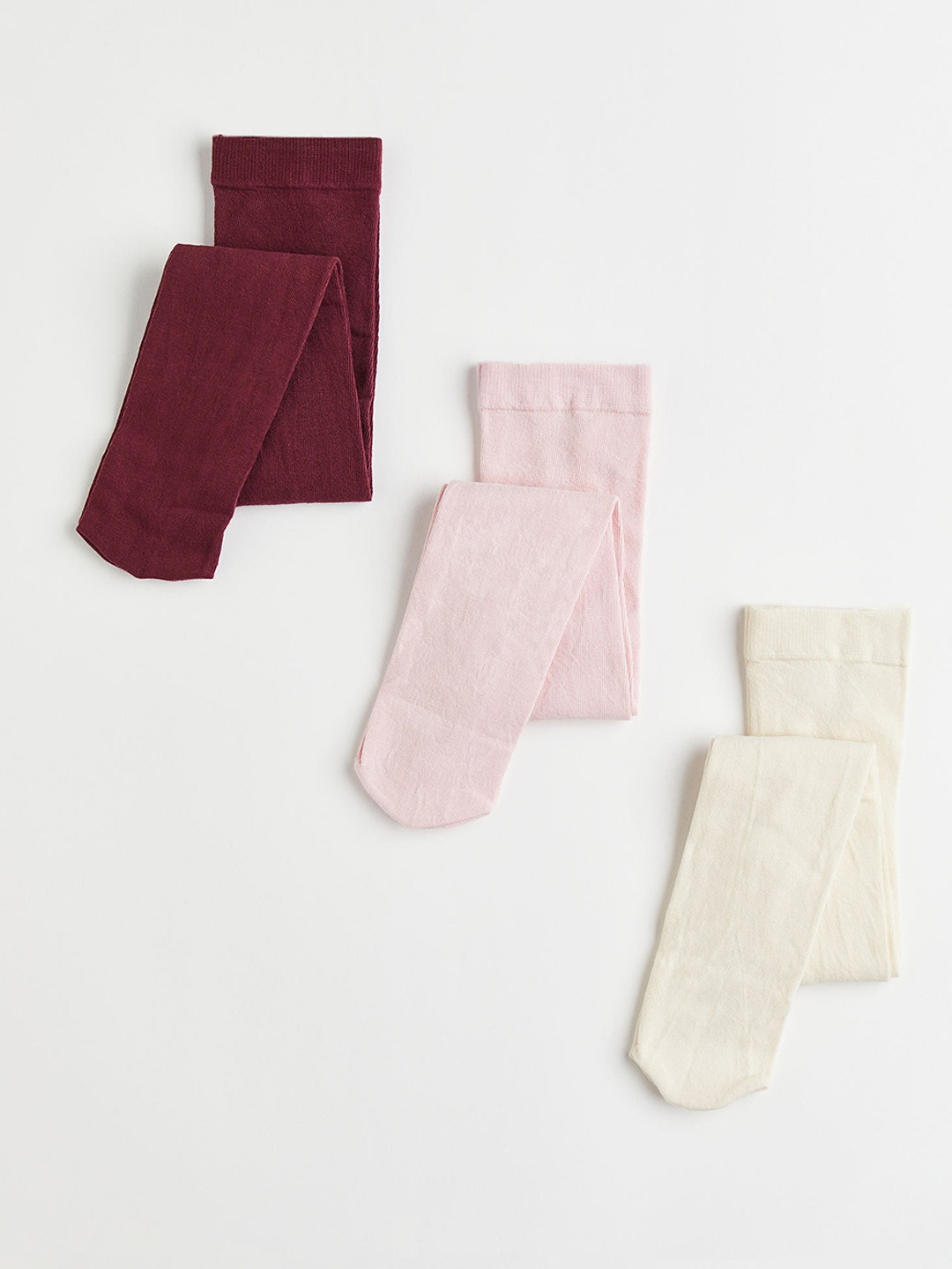 

H&M Girls 3-Pack Fine-Knit Tights, Pink