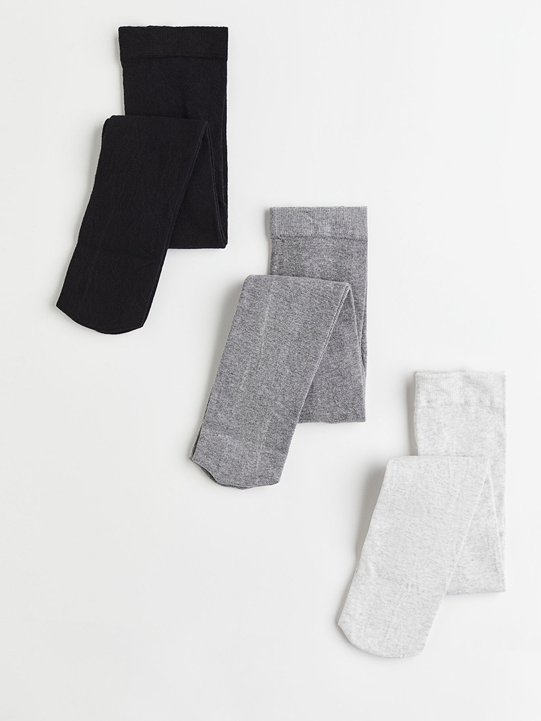 

H&M Girls 3-Pack Fine-Knit Tights, Black