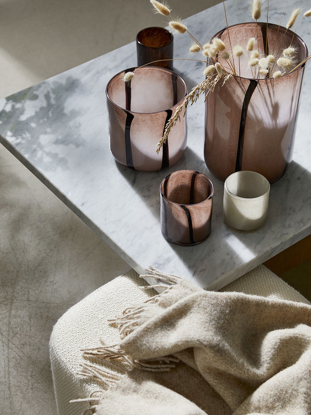 

H&M Beige Printed Glass Plant Pot