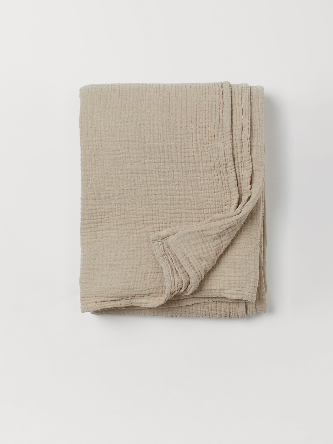 

H&M Beige Cotton Muslin Bedspread