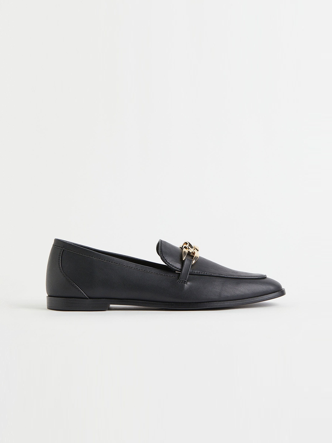 

H&M Women Black Chain-Detail Loafers