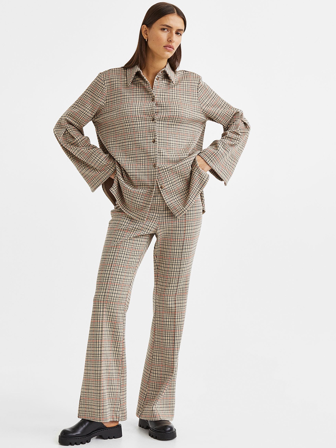 

H&M Women Beige Flared Leggings