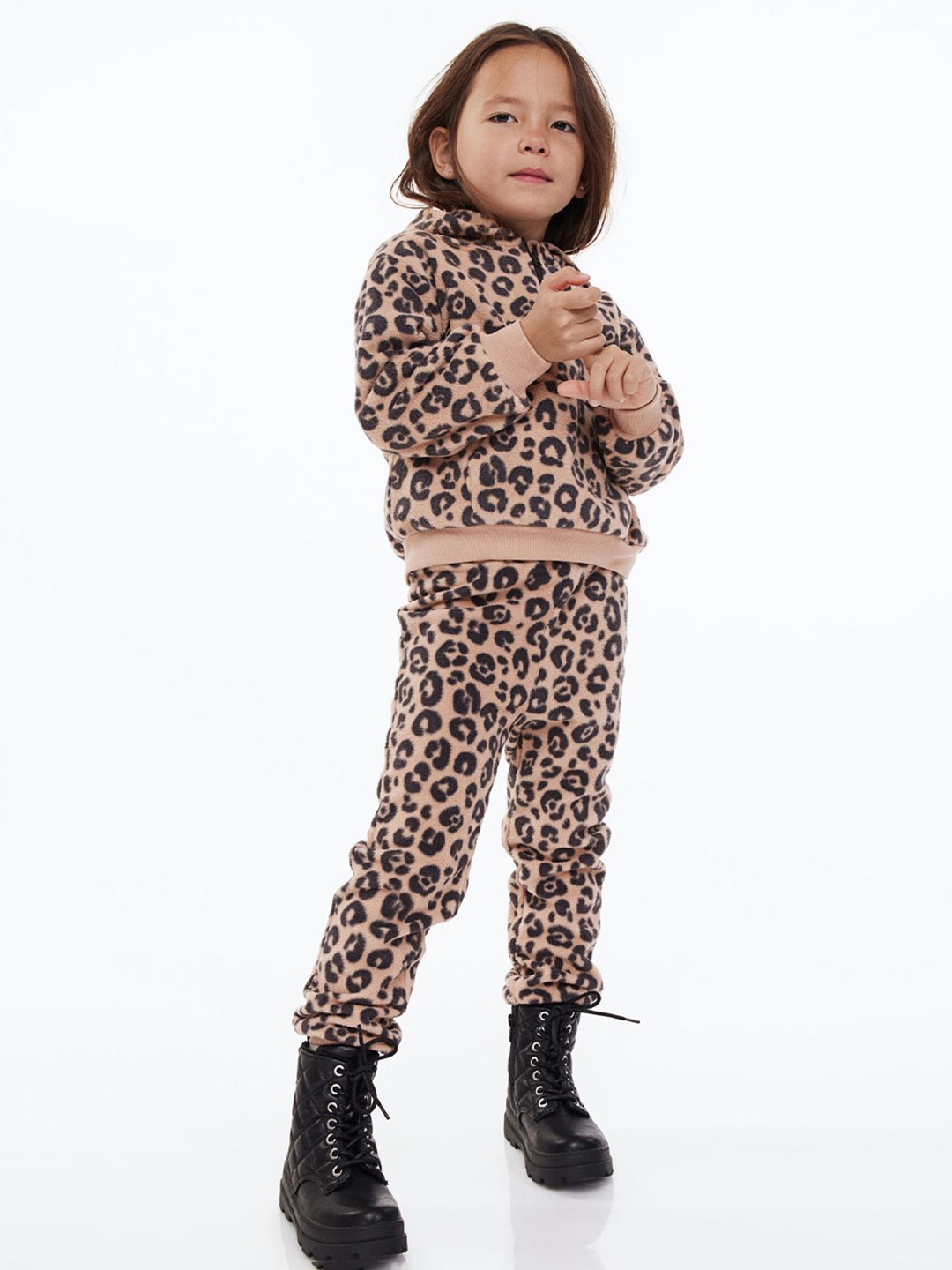 

H&M Girls Beige 2-Piece Patterned Fleece Set
