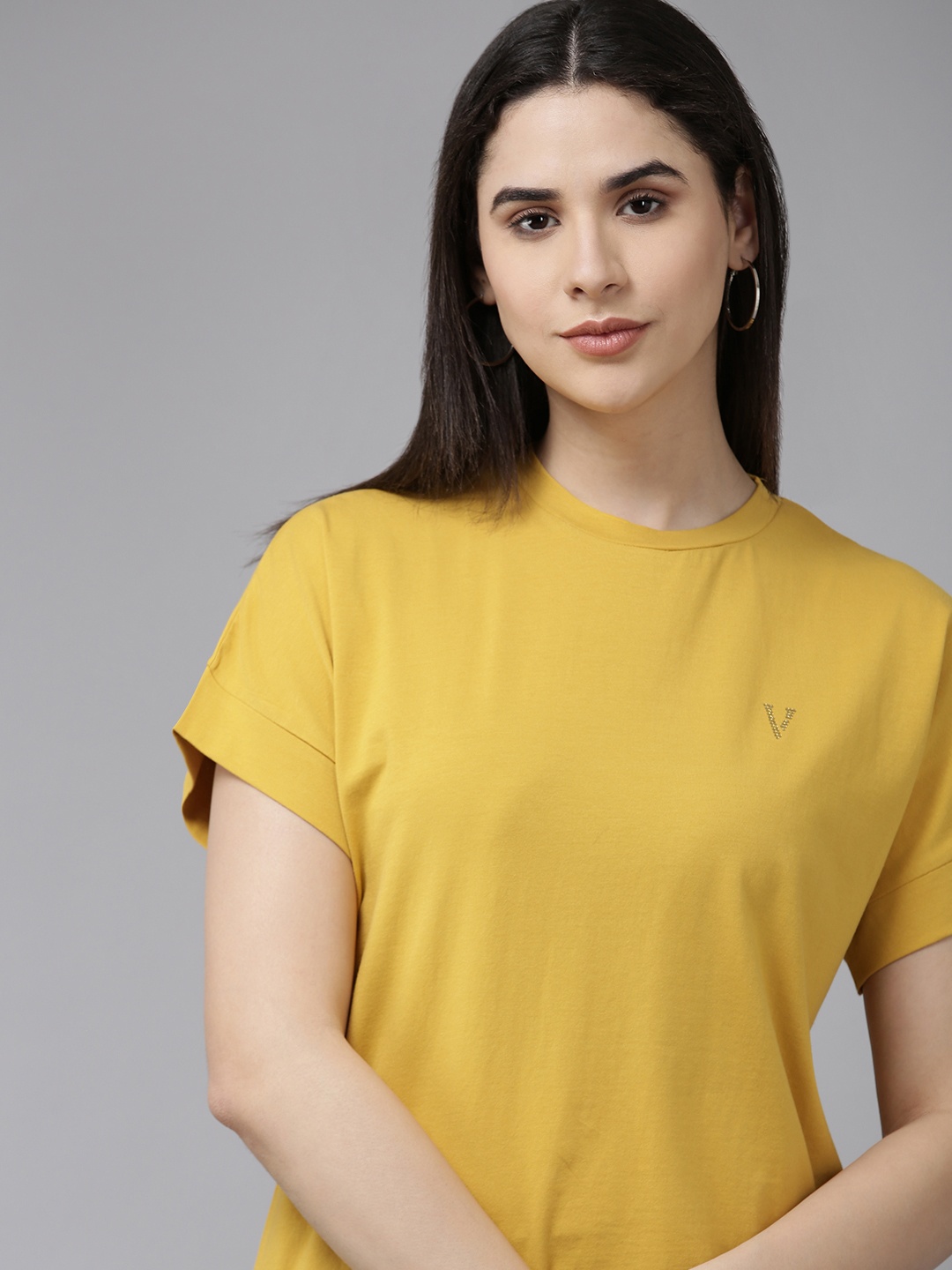 

Van Heusen Woman Round Neck Extended Sleeves T-shirt, Yellow