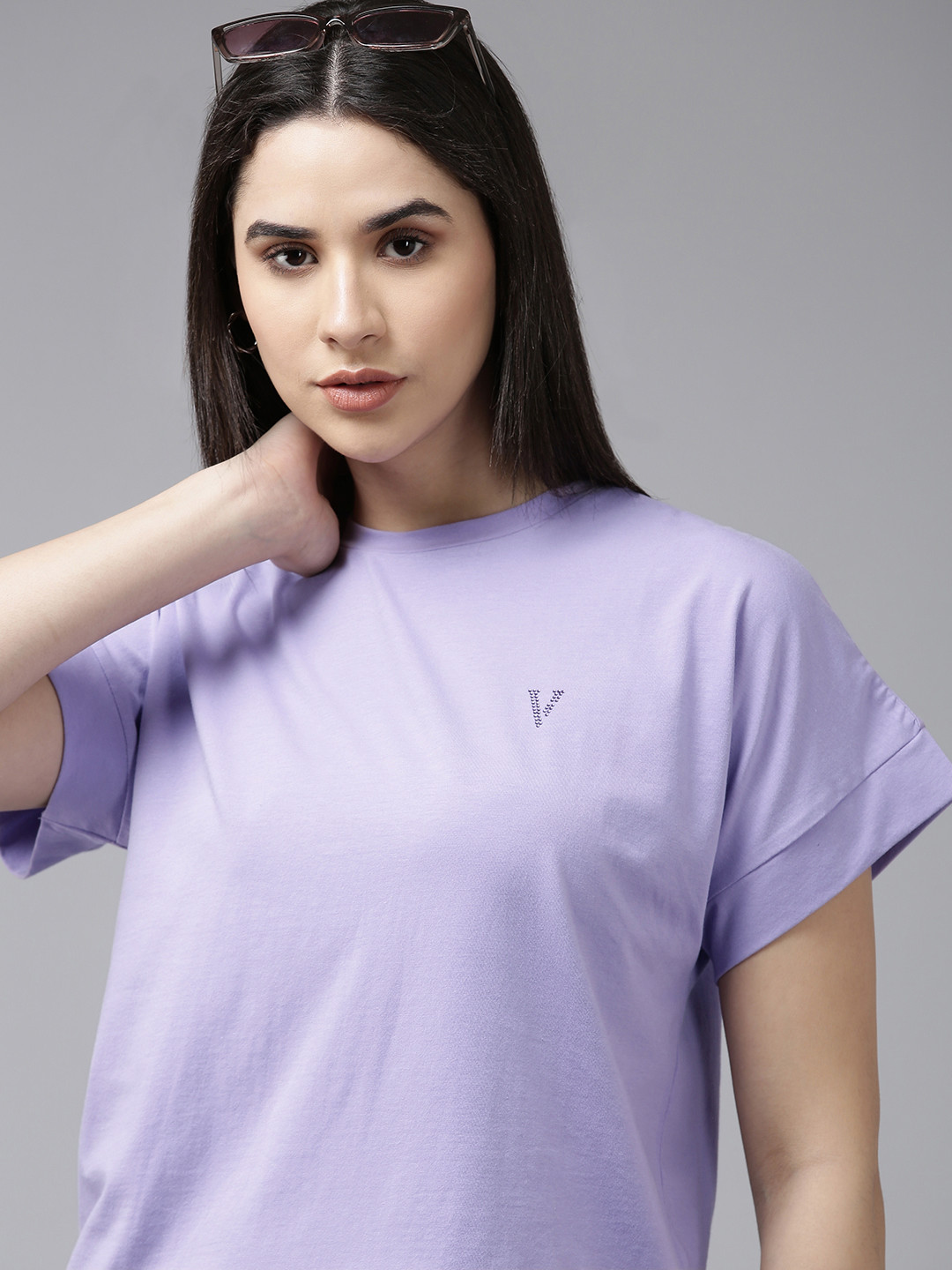 

Van Heusen Woman Round Neck Extended Sleeves T-shirt, Lavender