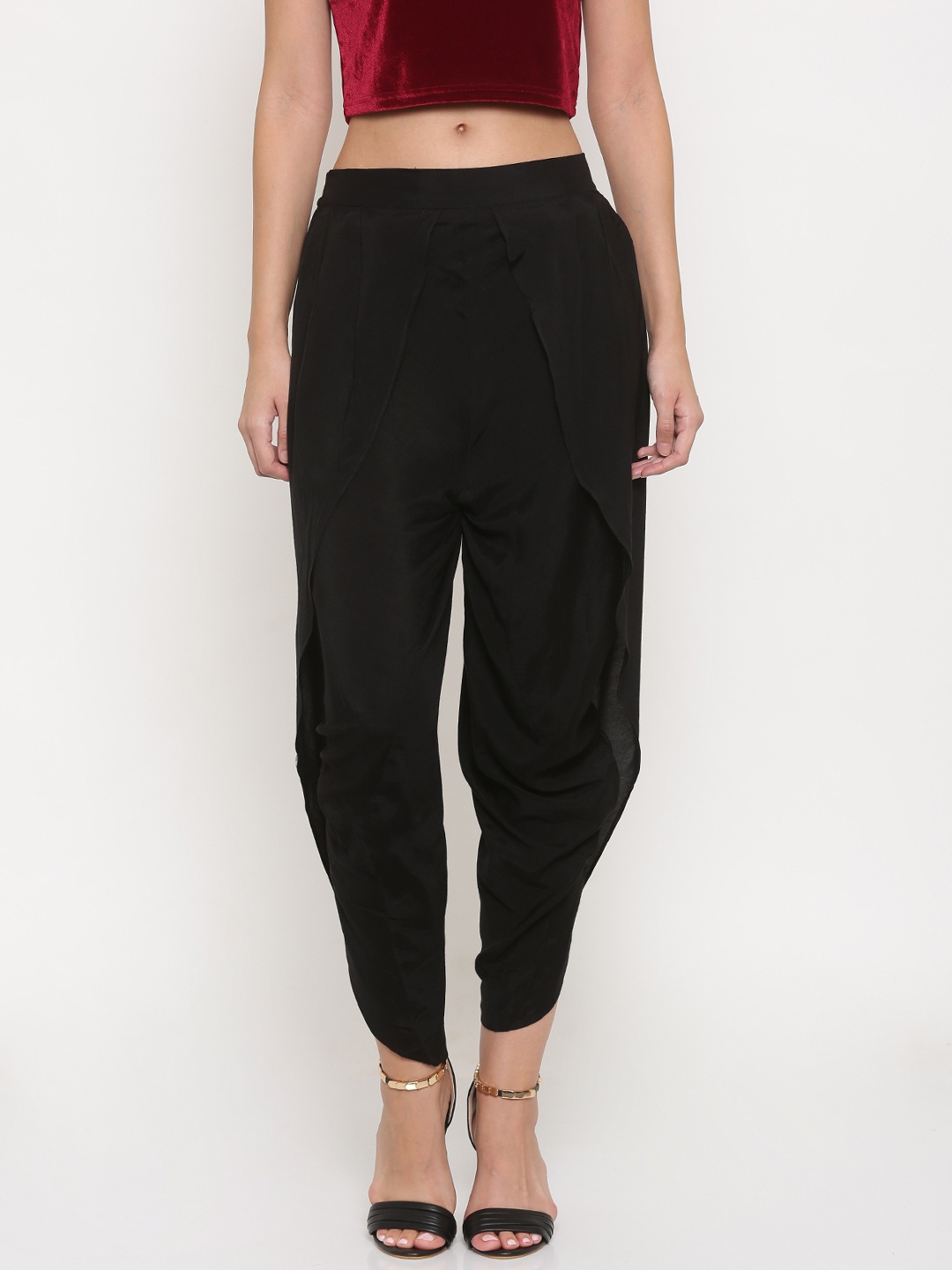 

Global Desi Women Black Loose Fit Solid Regular Trousers