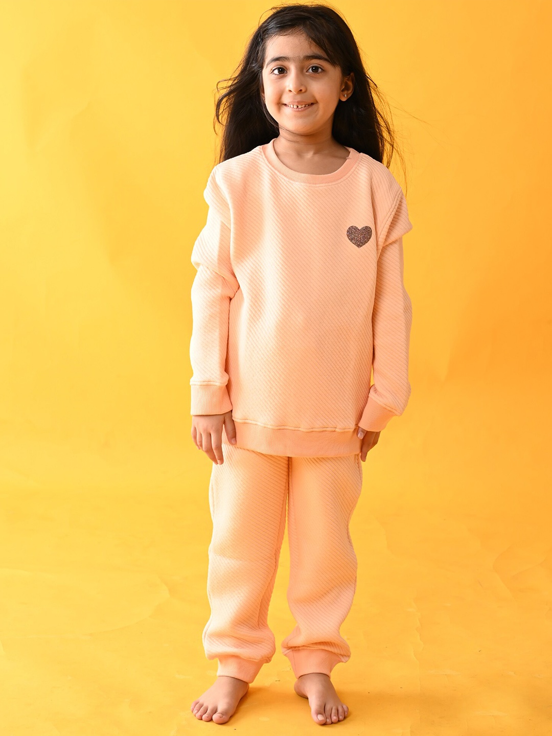 

Anthrilo Girls Peach-Coloured Printed Top with Pyjama AN14190N