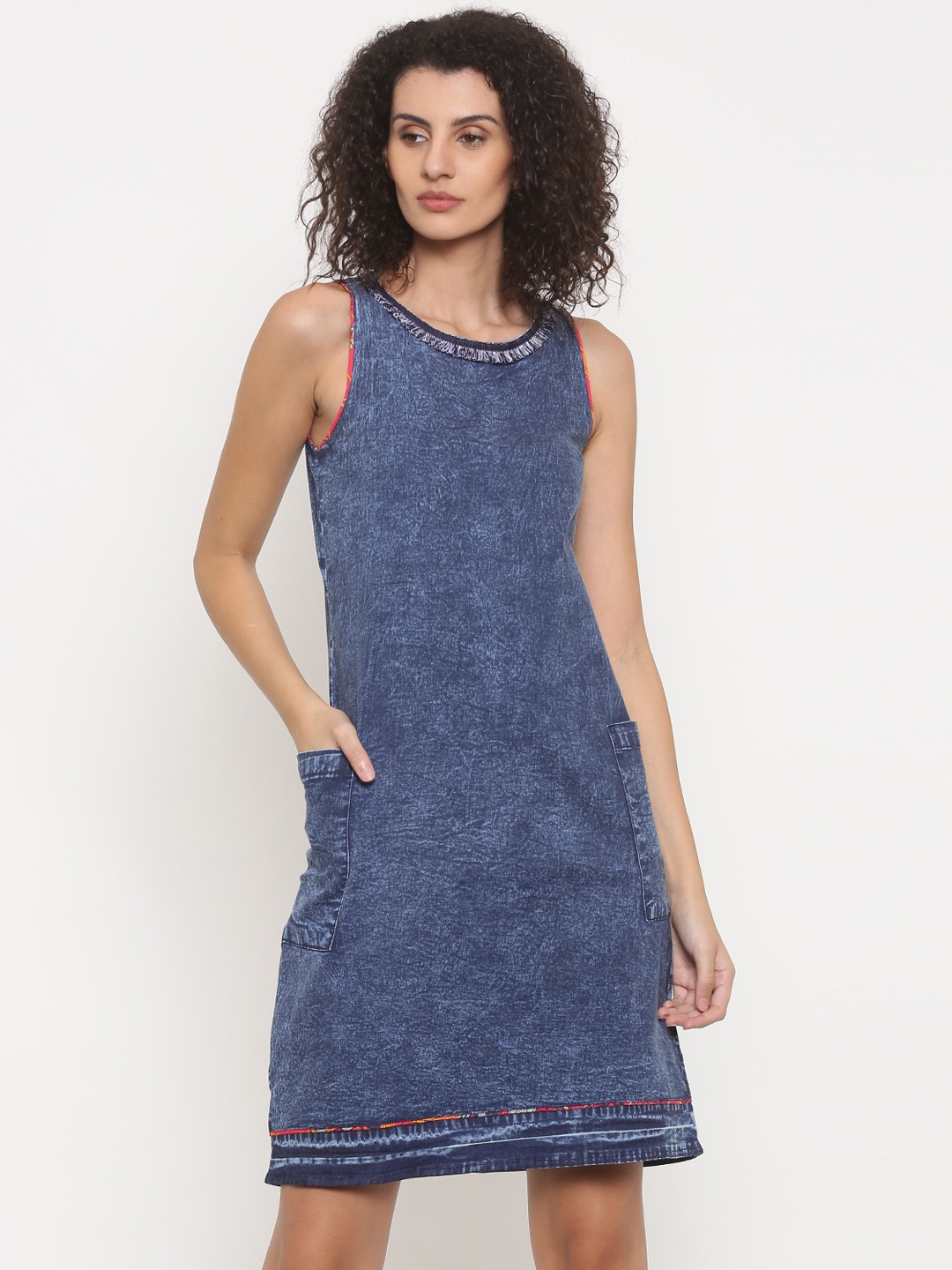 

Global Desi Women Blue Denim Dress