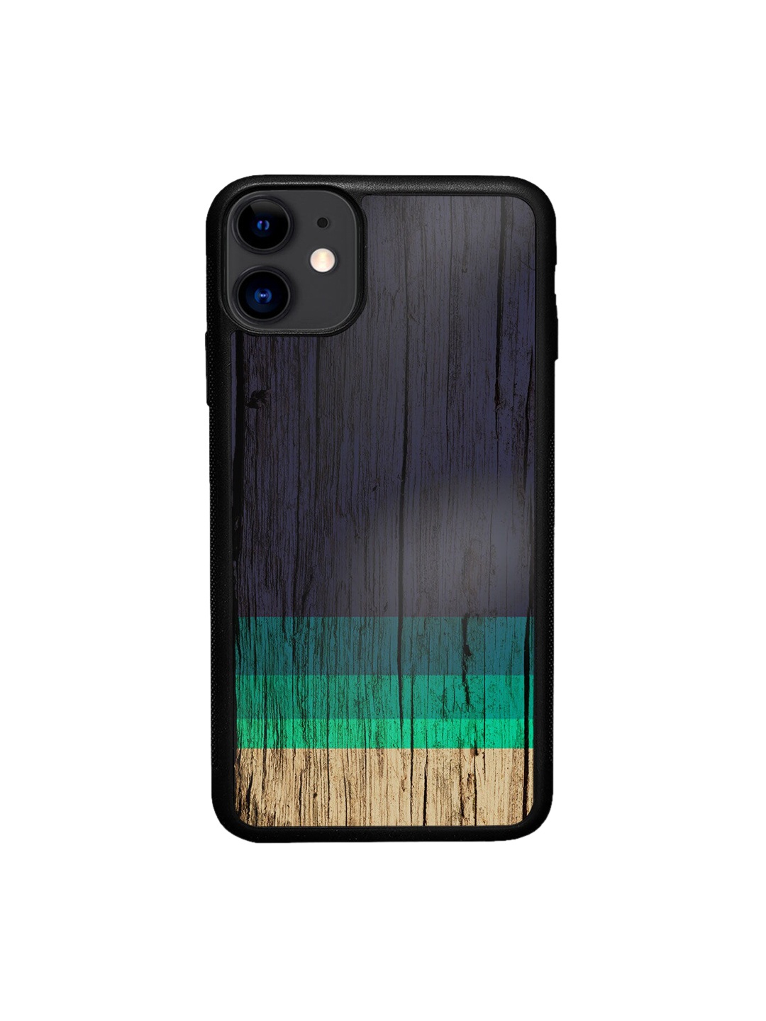 

macmerise Blue & Black Printed Wood Stripes Design iPhone 11 Bumper Phone Back Case