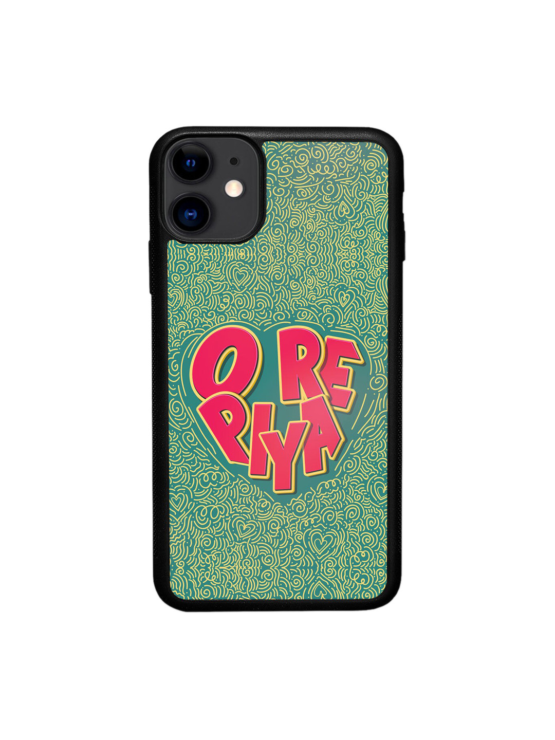 

macmerise Green & Pink Printed Flame Design iPhone 11 Bumper Phone Back Case