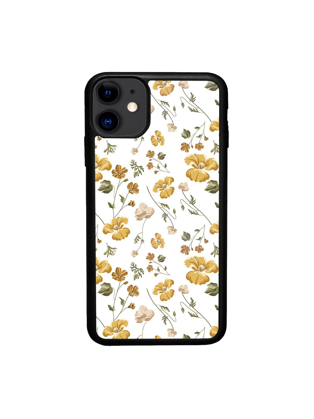 

macmerise White & Brown SK Shining Prim Rose Design iPhone 11 Bumper Phone Back Case, Black