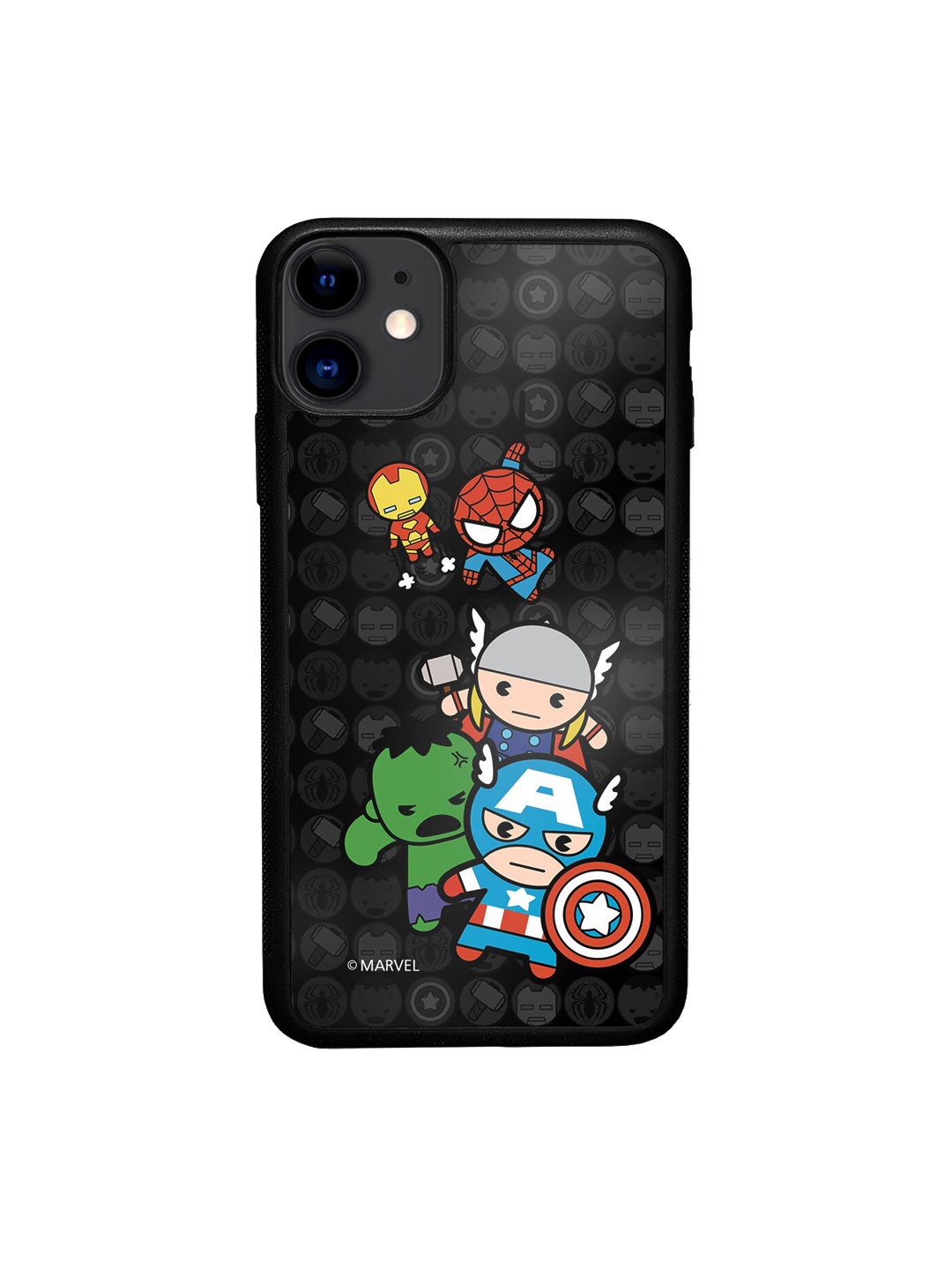 

macmerise Black Printed Kawaii Art Marvel Comics Design iPhone 11 Phone Back Case