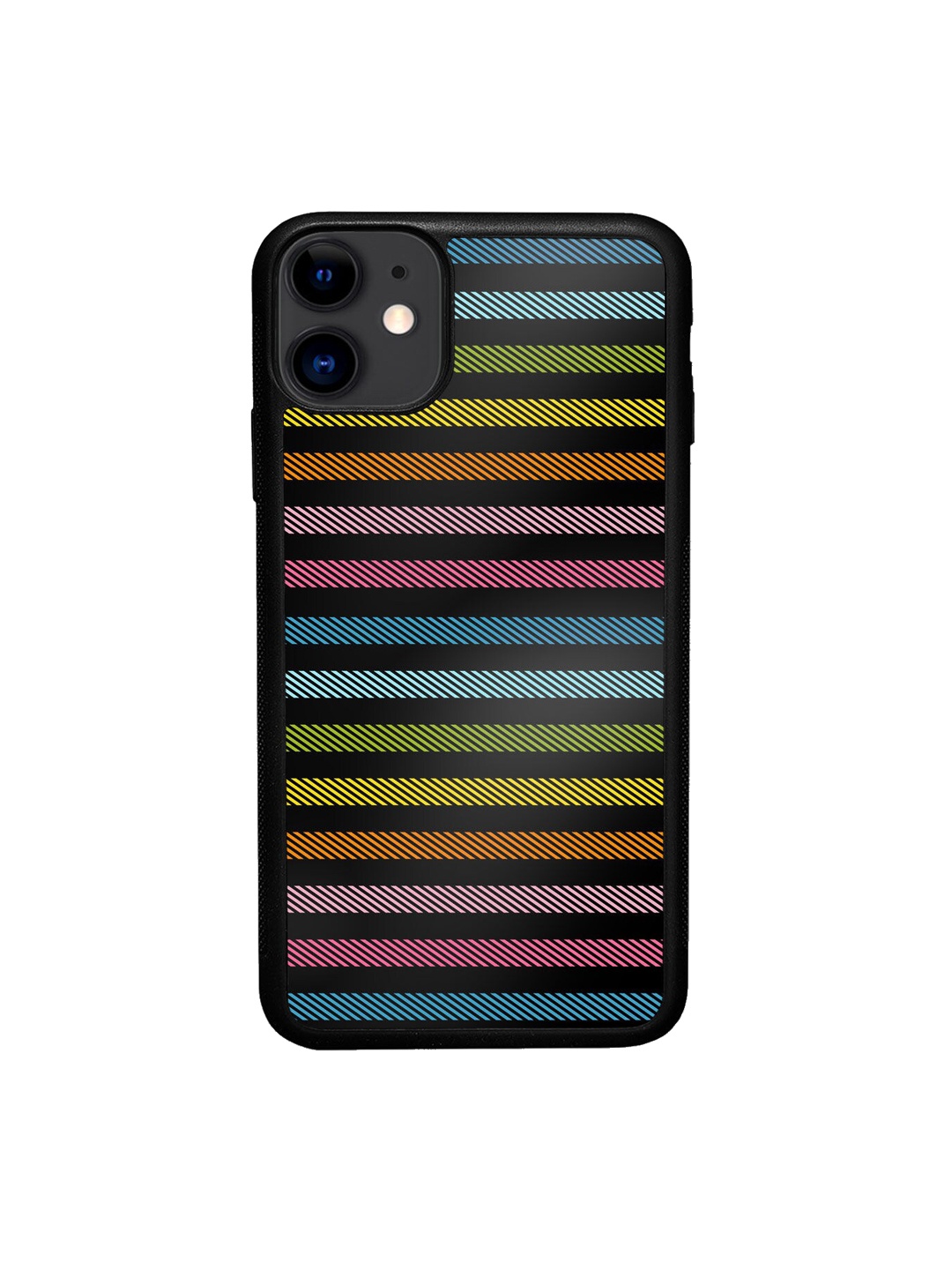 

macmerise Black & Blue Stripes All The Way Design iPhone 11 Bumper Phone Back Case